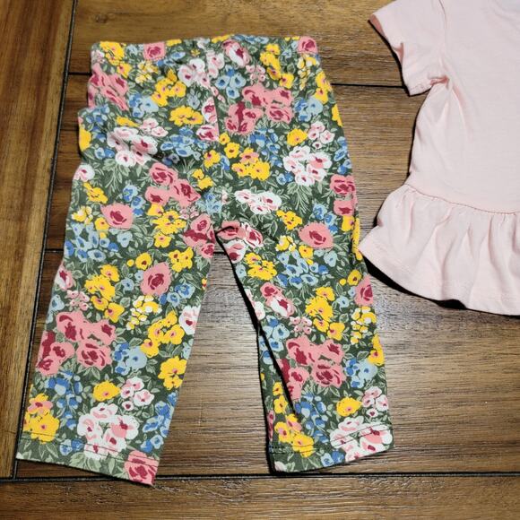 2 Pc First Impressions Top & Matching Pants Pink & Floral "Wild Flower" - 3-6M - Picture 4 of 5